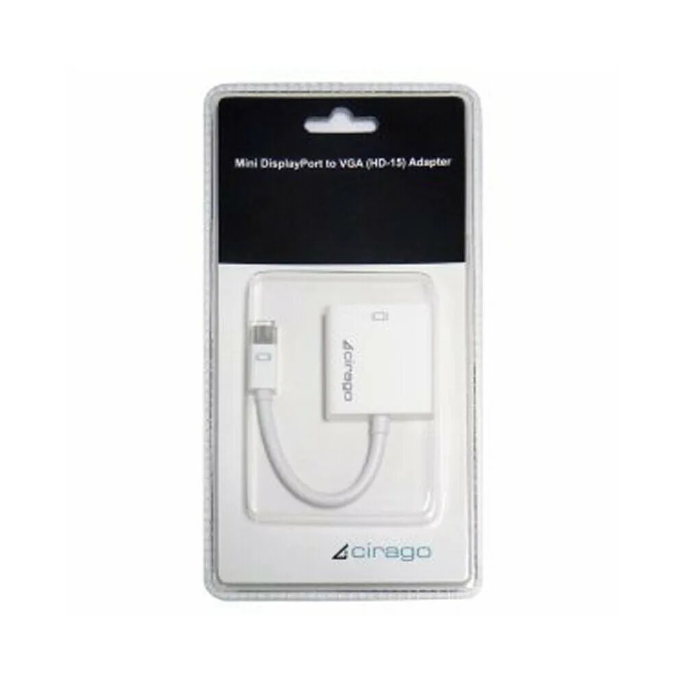 Cirago Mini Display Port mDP to VGA 1080P Video Converter Cable Adapter - White