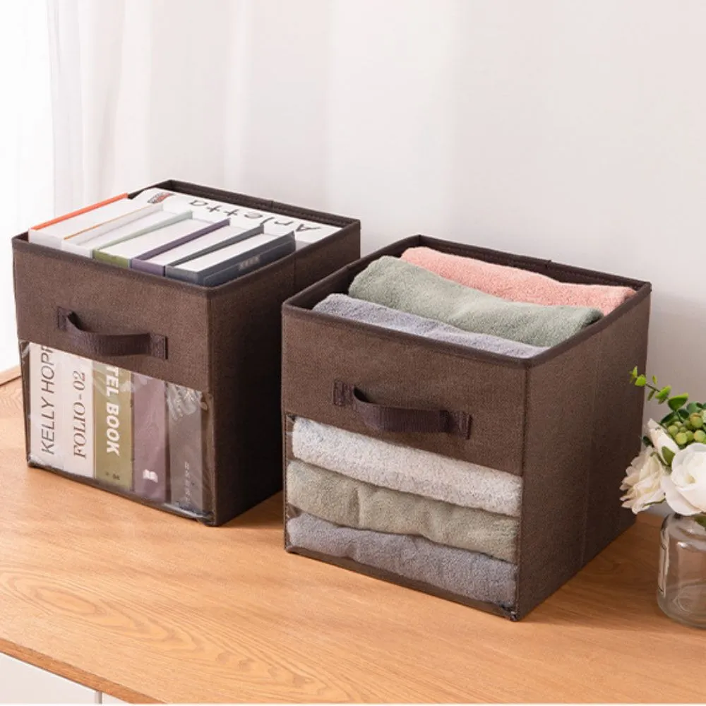 Clear Window Storage Cube Bins with Handles (27*27*27 cm)