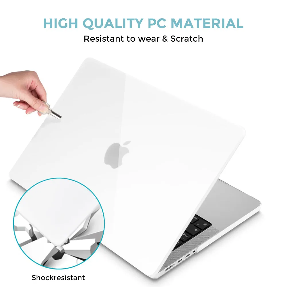 Crystal Clear Case For MacBook Pro 16 inch Case A2485 Plastic Hard Shell Cover for 2021 MacBook Pro 16.2 with M1 Pro / M1 Max Chip & Touch ID - Clear