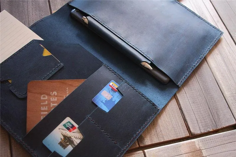 Custom Blue Leather Laptop Sleeve Case