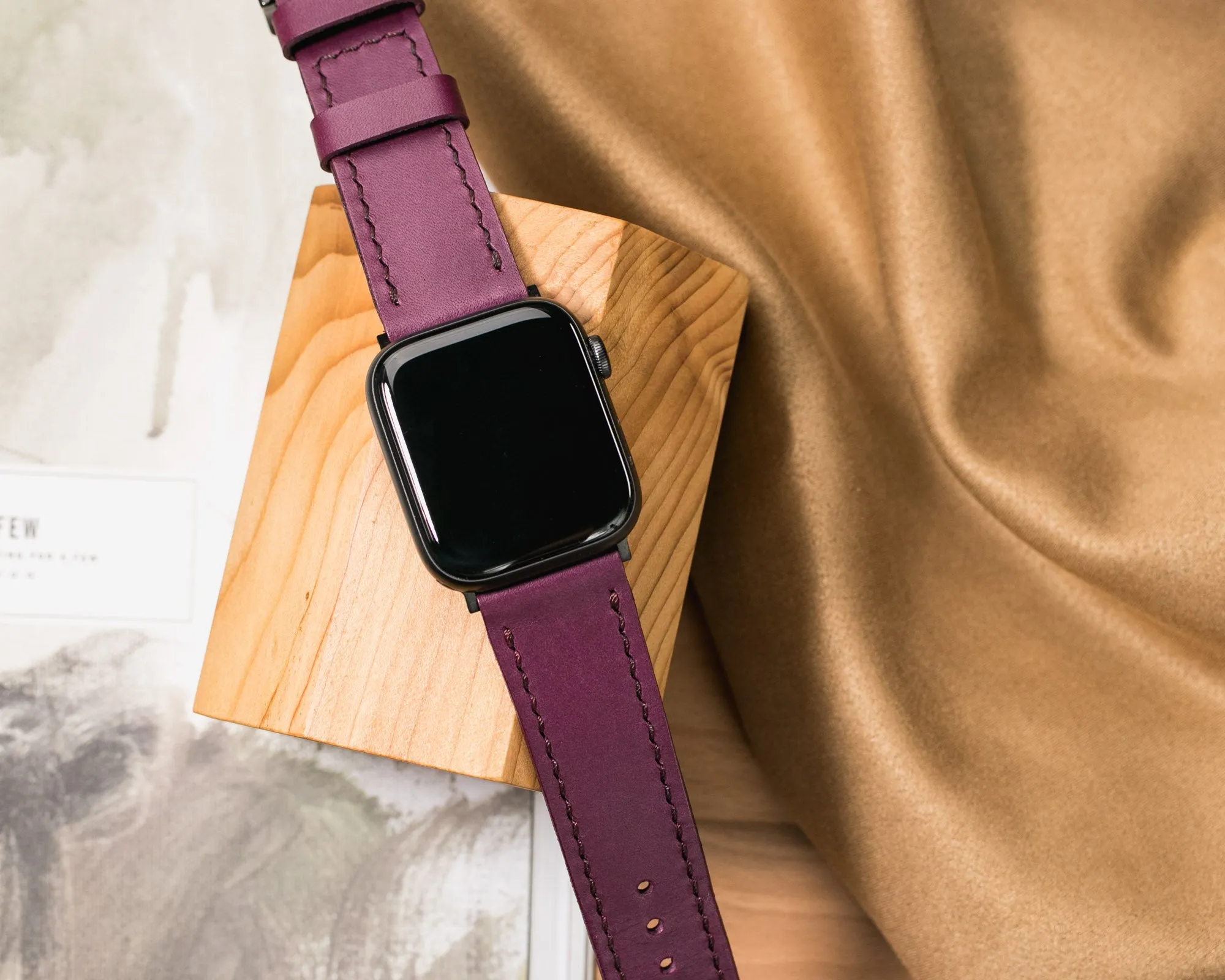 Custom Made VegTan Leather Watch Strap - Purple