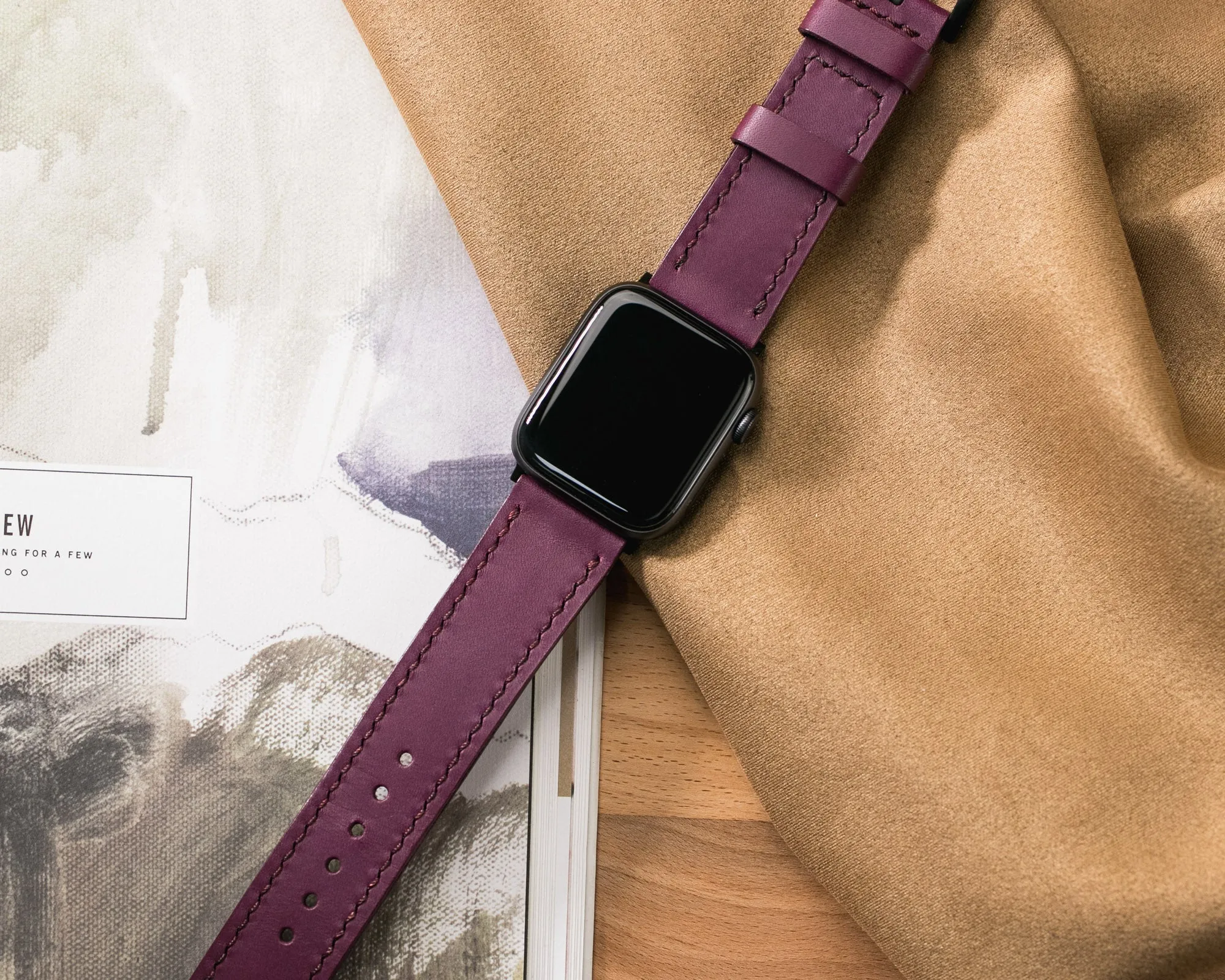 Custom Made VegTan Leather Watch Strap - Purple