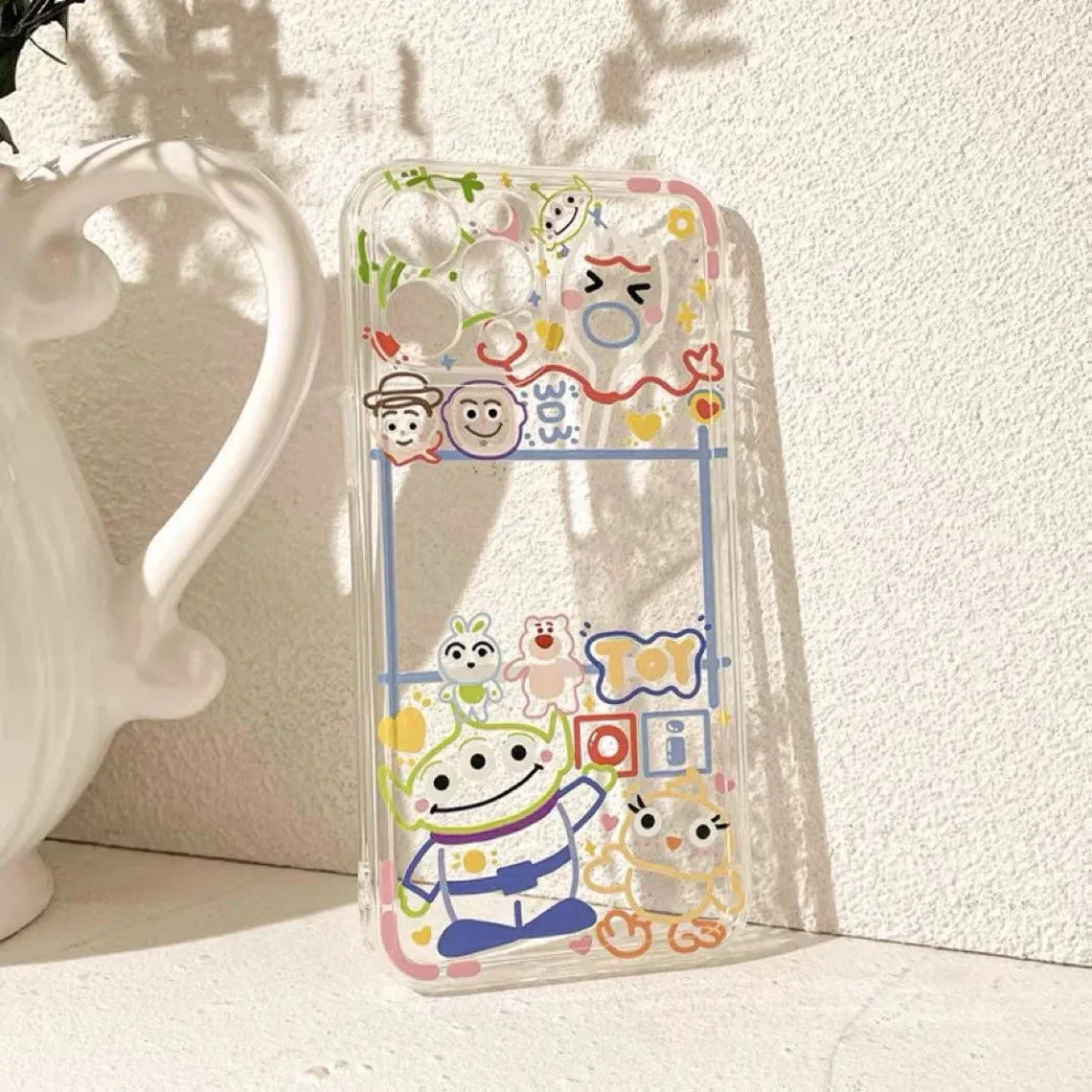 Cute Green Alien with Friends Colourful Line iPhone Case 6 7 8 PLUS SE2 XS XR X 11 12 13 14 15 Pro Promax 12mini 13mini