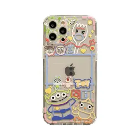 Cute Green Alien with Friends Colourful Line iPhone Case 6 7 8 PLUS SE2 XS XR X 11 12 13 14 15 Pro Promax 12mini 13mini