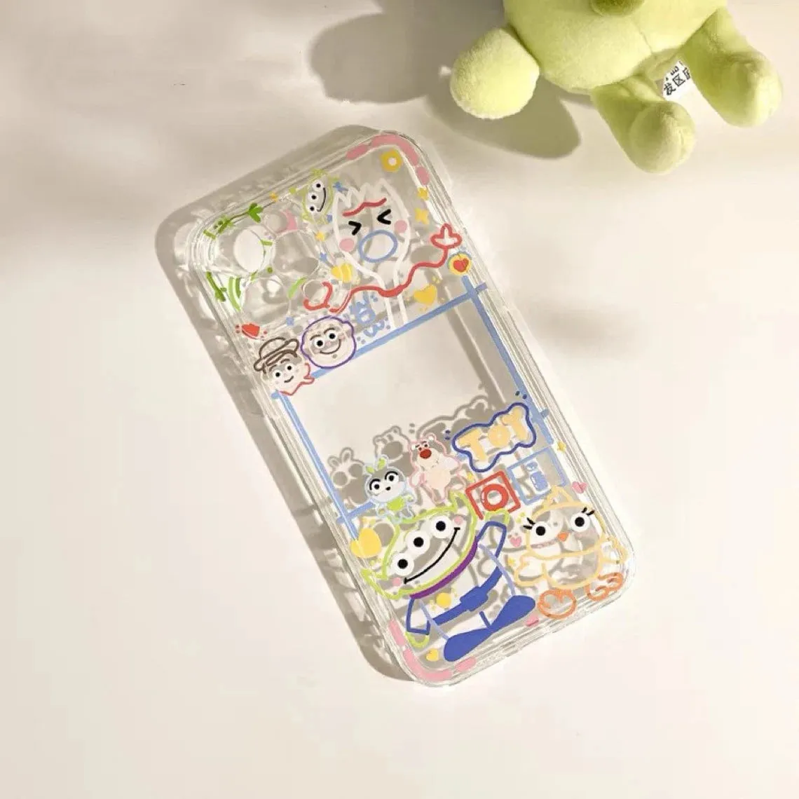 Cute Green Alien with Friends Colourful Line iPhone Case 6 7 8 PLUS SE2 XS XR X 11 12 13 14 15 Pro Promax 12mini 13mini