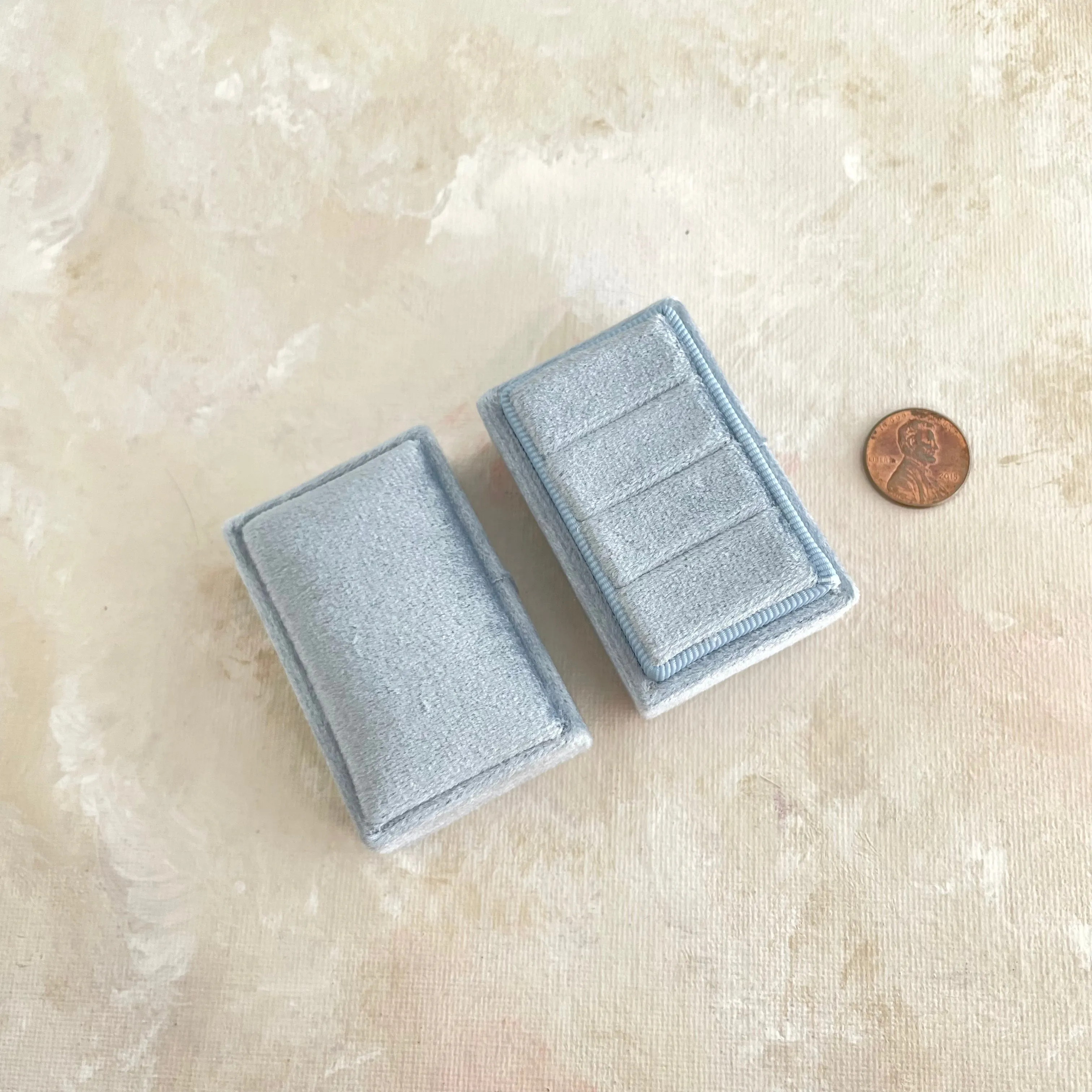 Dusty Blue 3 Slot Ring Box