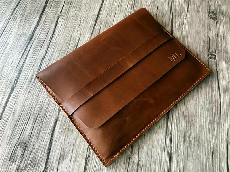 Engraved Leather 12 inch Laptop Sleeve Case