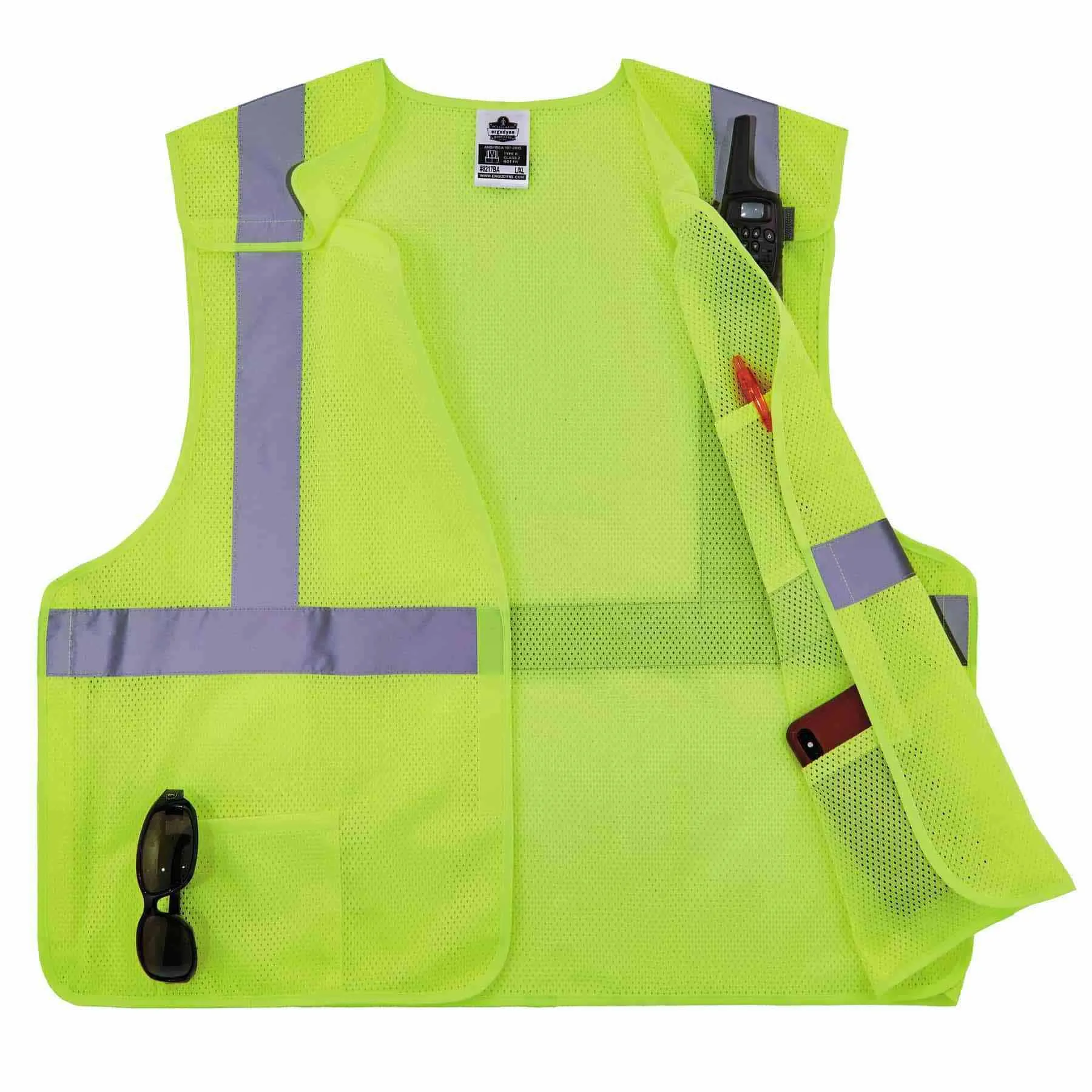 Ergodyne 21527 8217BA 2XL/3XL Lime Class 2 Breakaway Mesh Vest