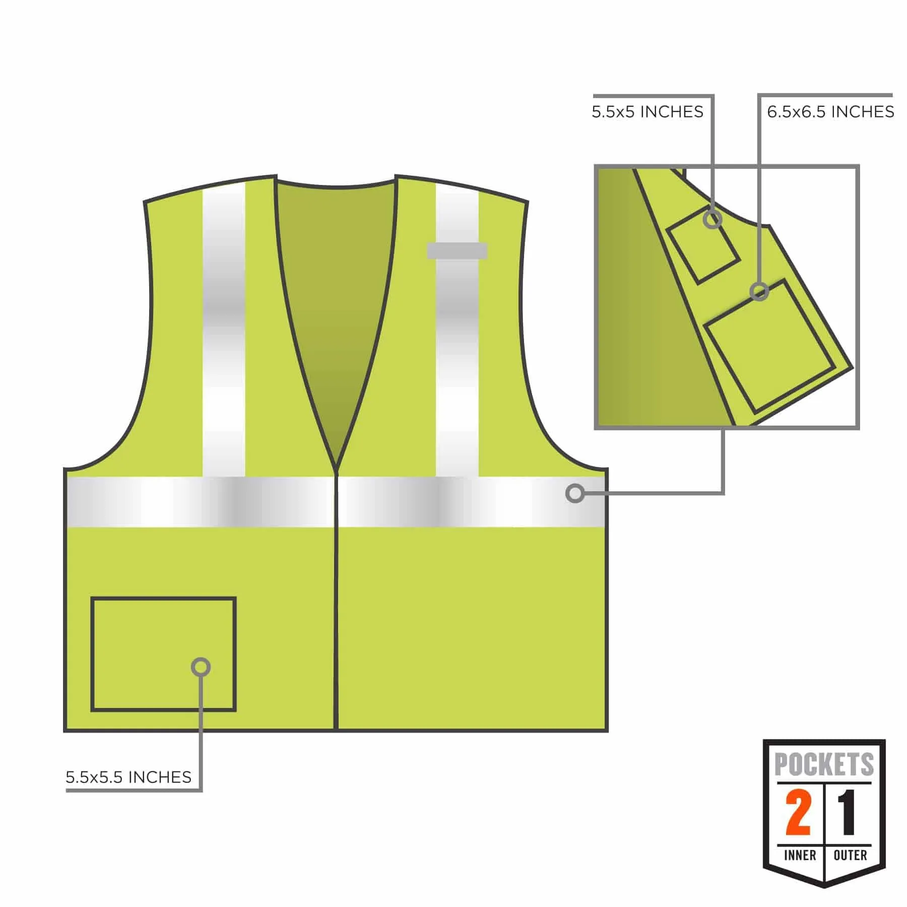 Ergodyne 21527 8217BA 2XL/3XL Lime Class 2 Breakaway Mesh Vest