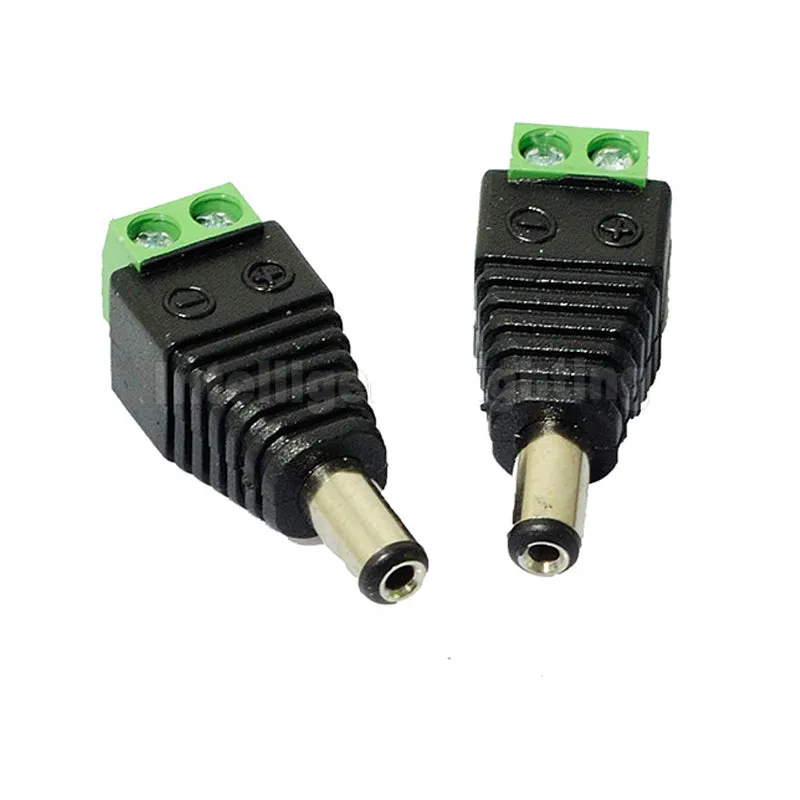 Female Male DC Connector 5.5x2.1mm Power Jack Adapter Plug for 3528 5050 5730 5630 3014 Single Color Led CCTV Camera