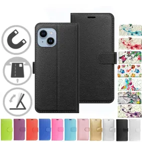 For Apple iPhone 15 Plus Case Cover Flip Folio Leather Wallet Credit Card Slot Stand