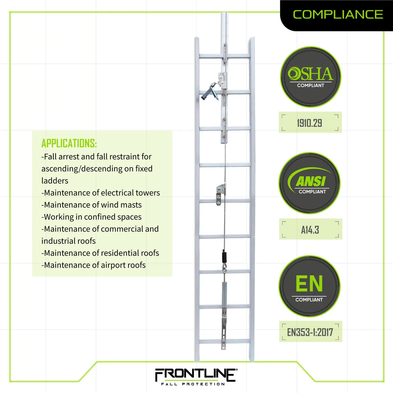 Frontline VLCS Ladder Cable Vertical Lifeline System (Stainless Steel) 20'