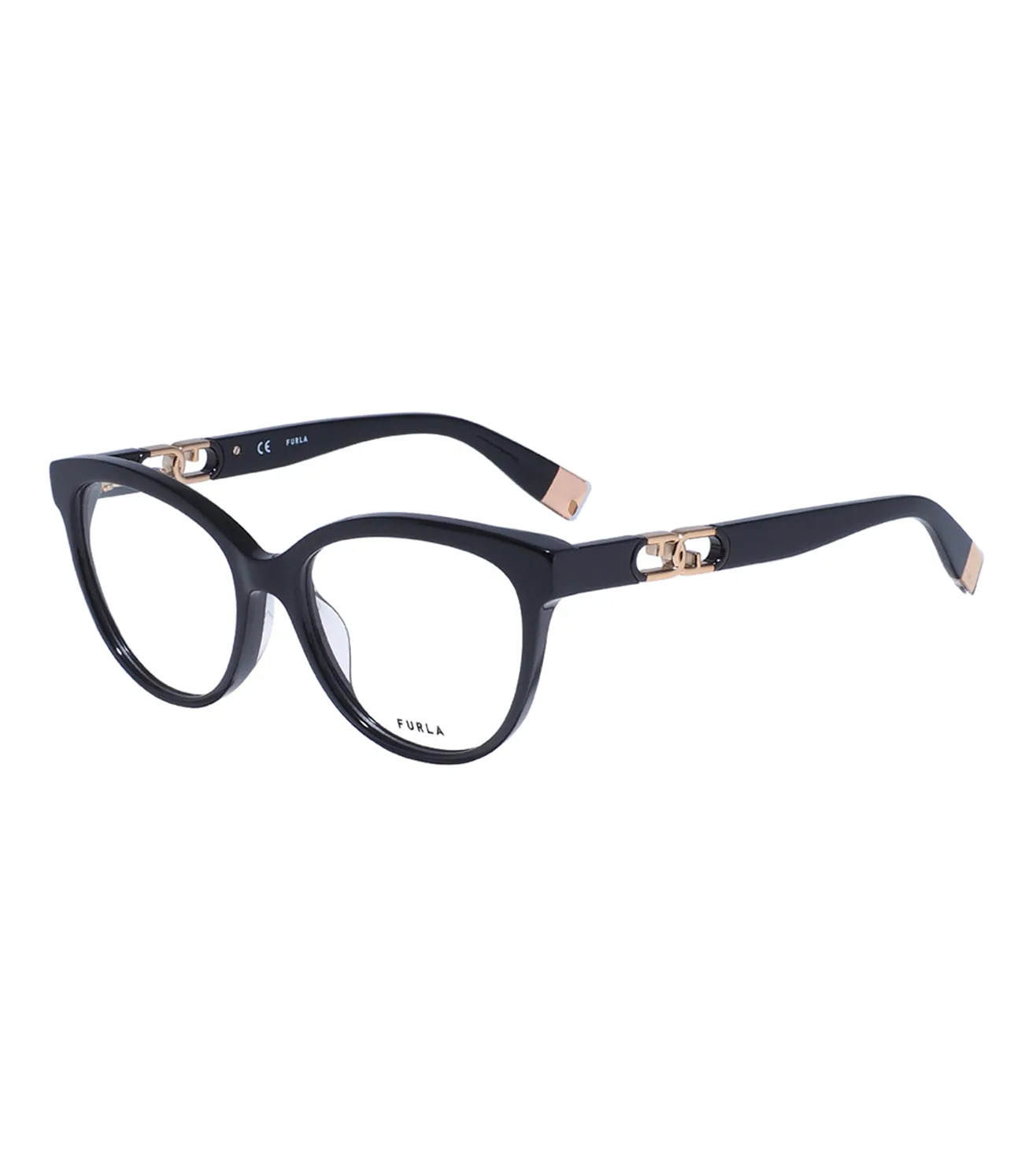 Furla Women's Shiny Black Oval Optical Frame