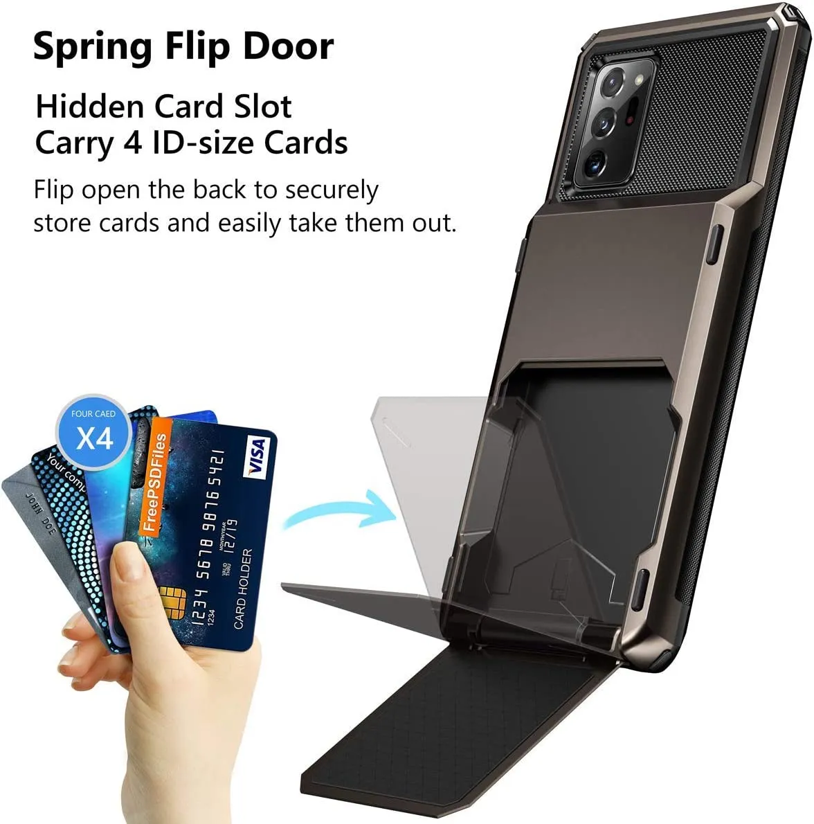 Galaxy Note 20 Ultra Case 5G Wallet 4-Card Flip Cover Credit Card Armor Case