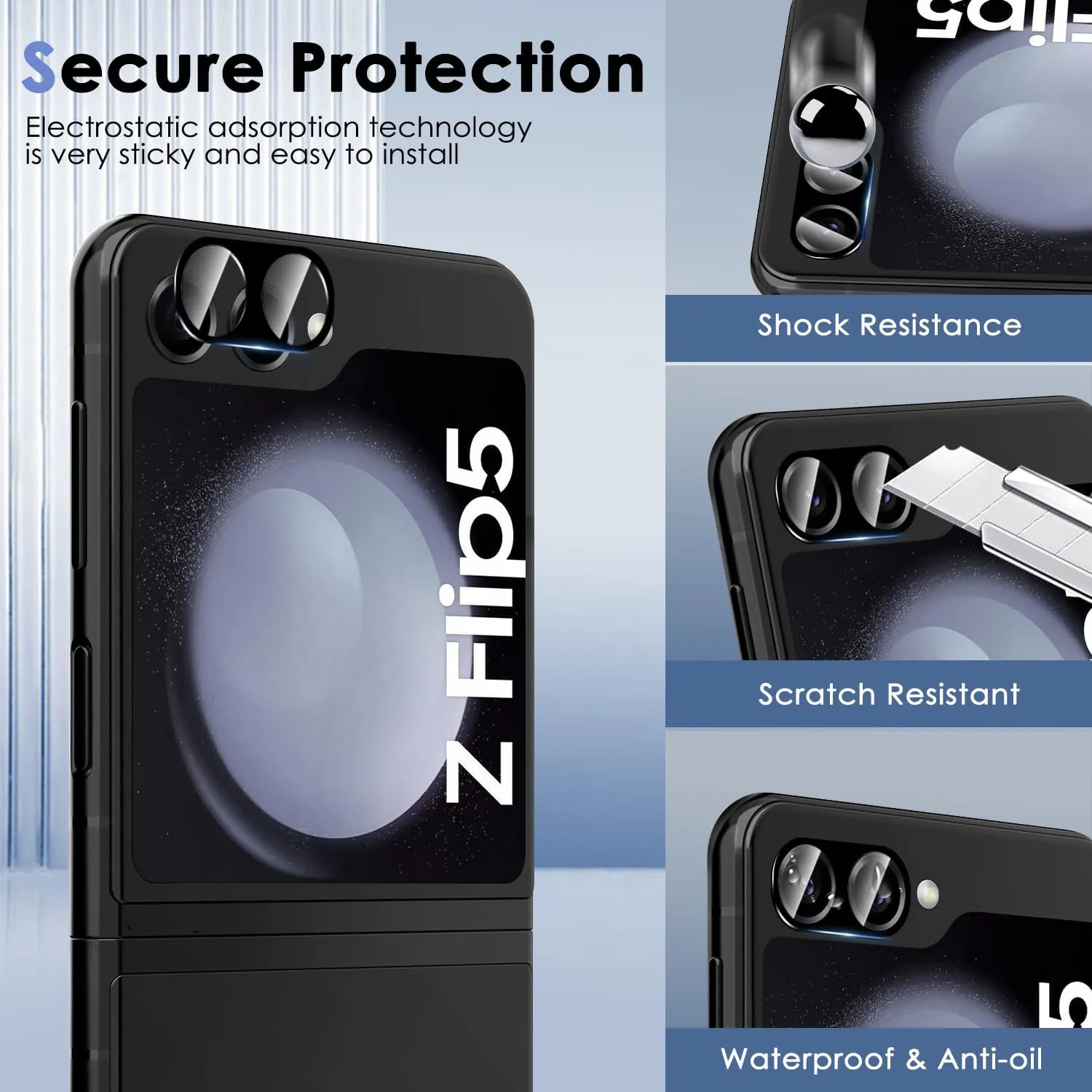 Galaxy Z Flip 5 Case with 2 Screen Protectors