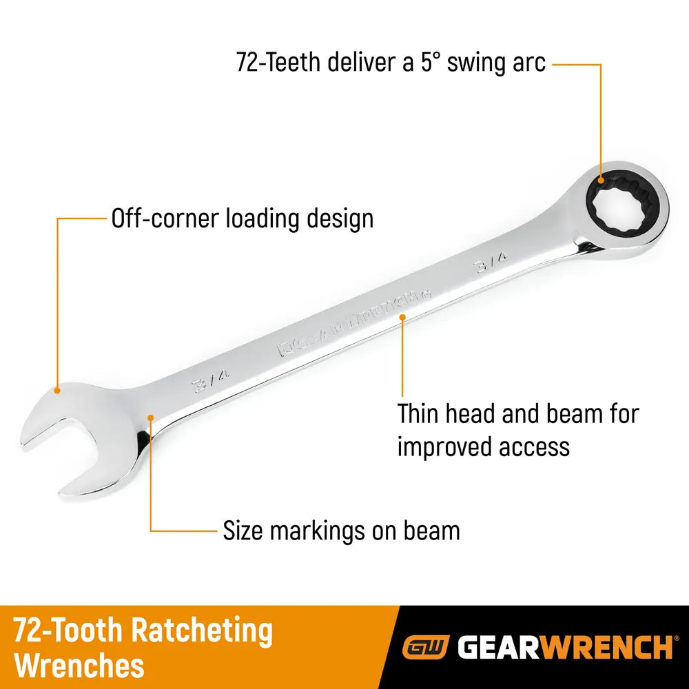 GearWrench 9416 16 Pc. 72-Tooth 12 Point Ratcheting Combination Metric Wrench Set