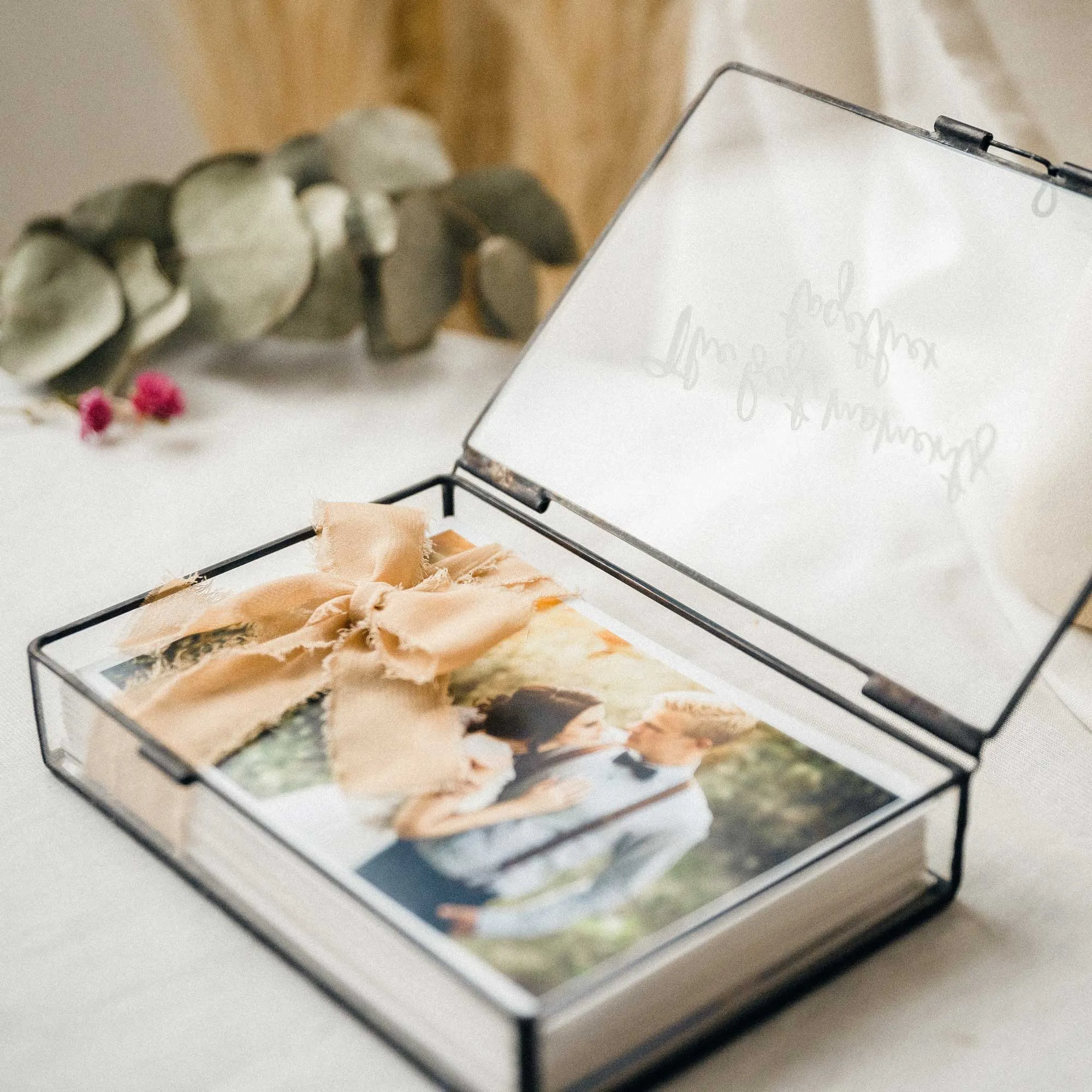 Glass Photo Box for Premium Wedding & Boudoir Photos – Luxury Keepsake Box