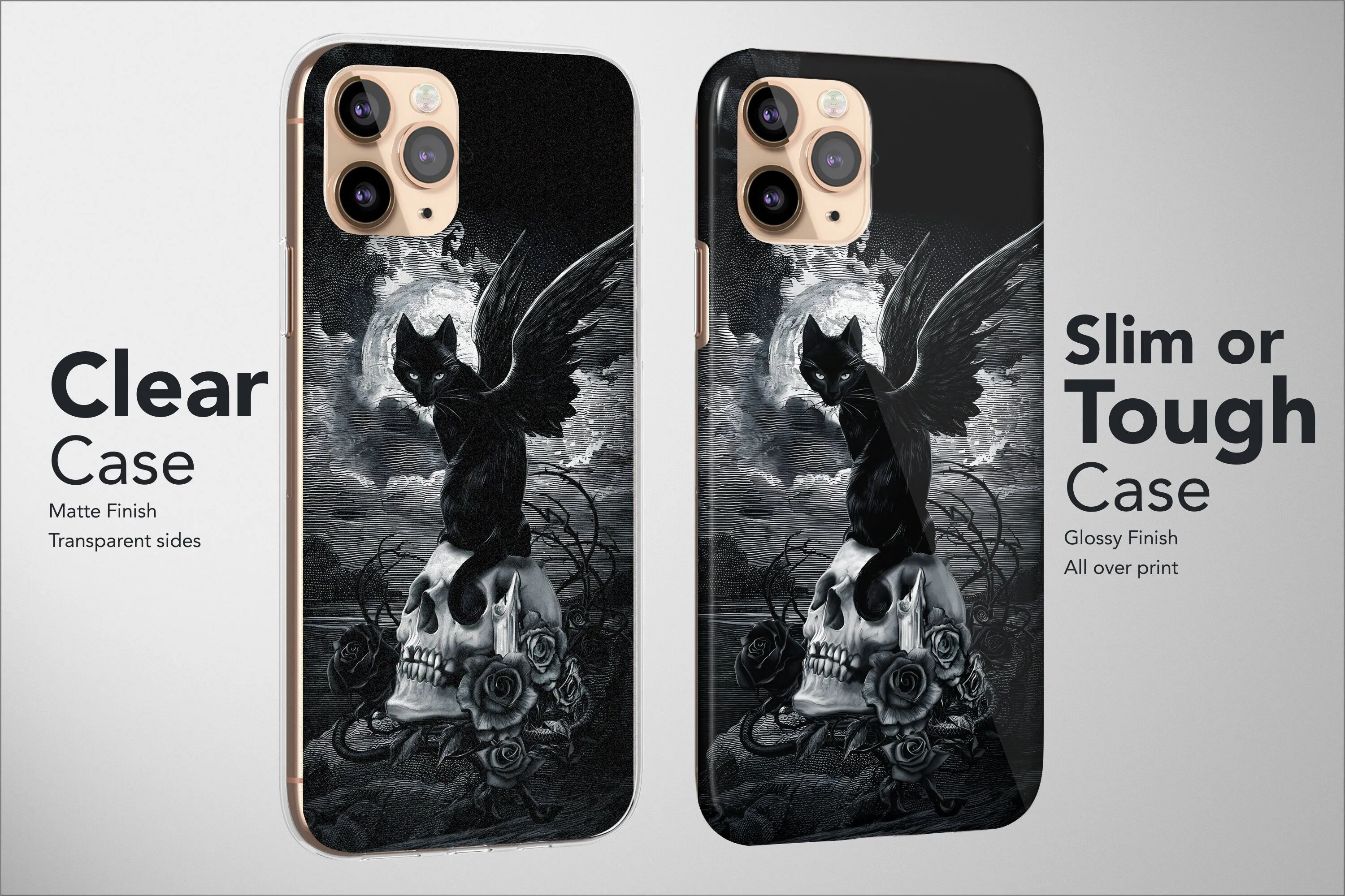 Goth Phone Case Gothic Witchy Skull Dark Crow Aesthetic Night Cover