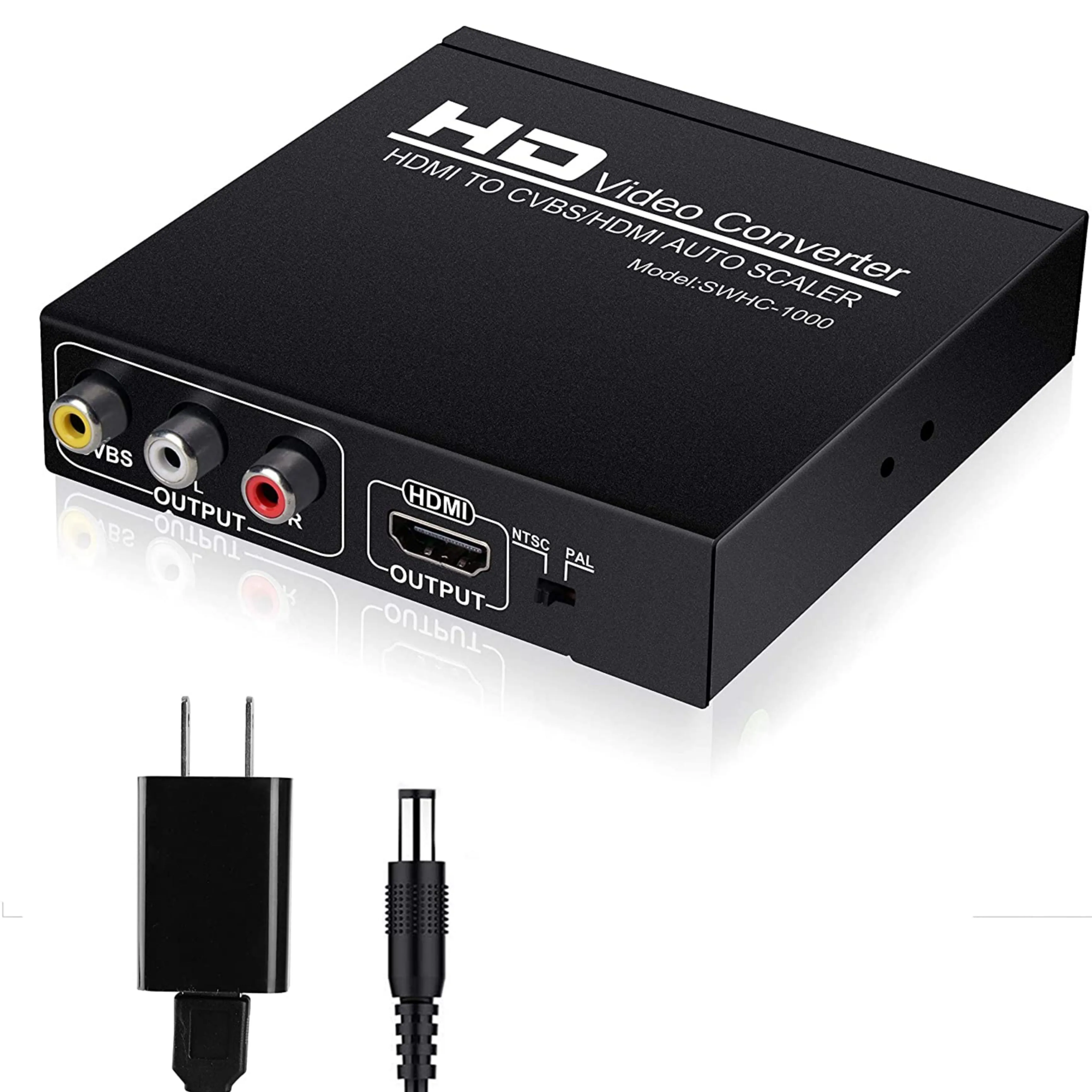 HDMI to AV(CVBS Composite Video and Audio) and HDMI Adapter Converter with Power Adapter