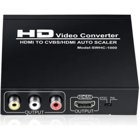 HDMI to AV(CVBS Composite Video and Audio) and HDMI Adapter Converter with Power Adapter