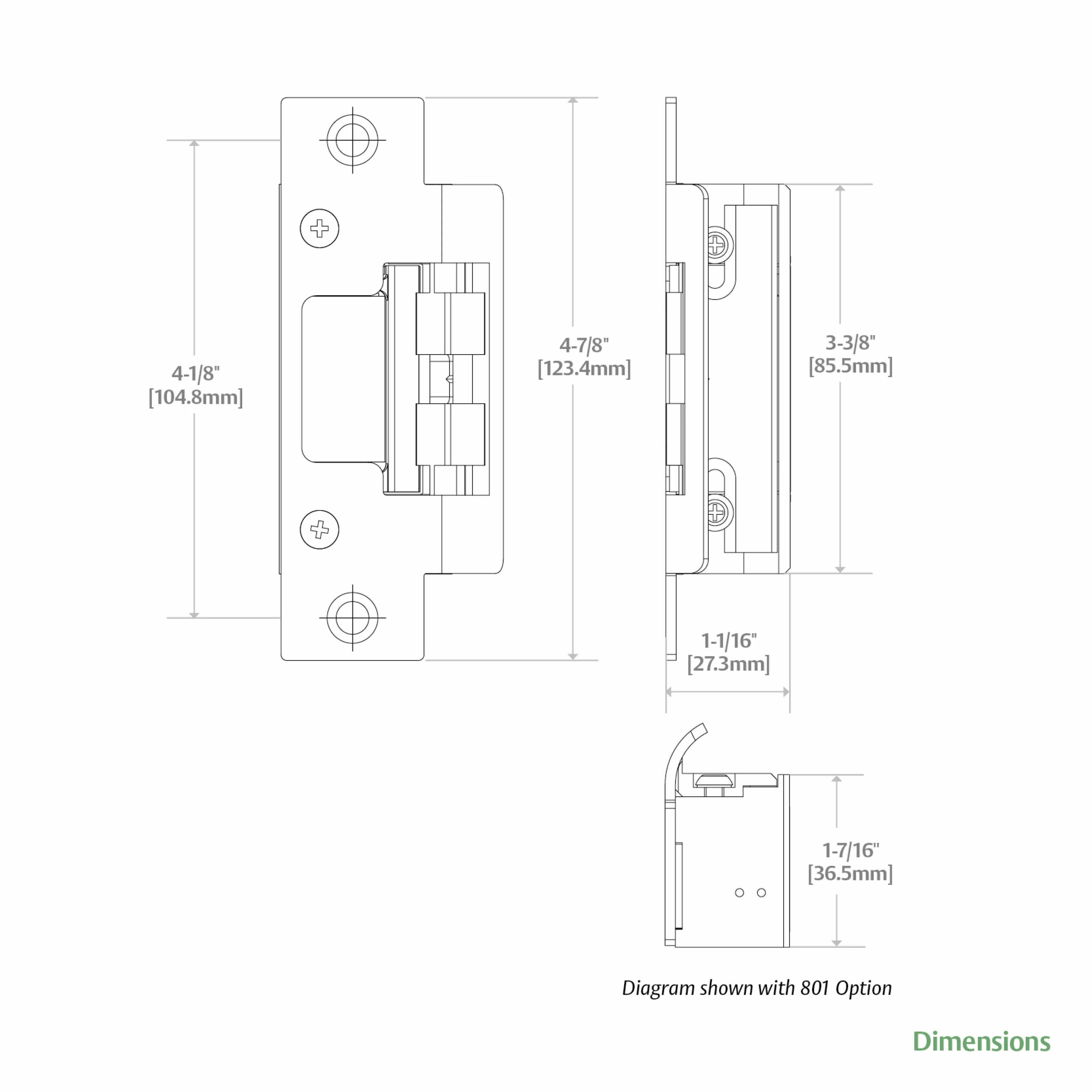 HES 8000C-630 8000 Series Electric Strike, Includes 801 and 801A Faceplates, Satin Stainless Steel