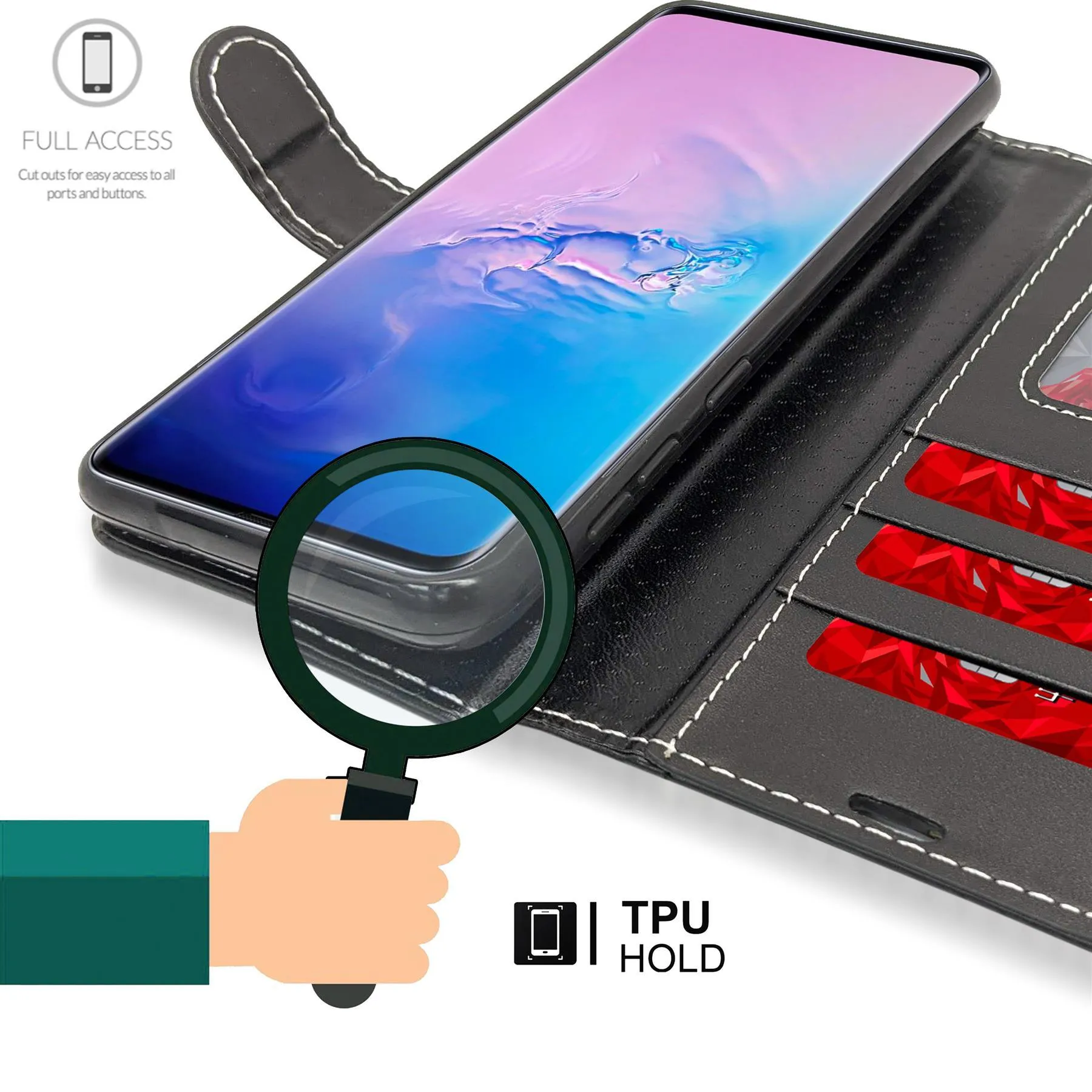 Honor Play Flip Folio Book Wallet Case