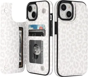 iPhone 15 Wallet Case Card Holder Double Magnetic Clasp Shockproof Cover