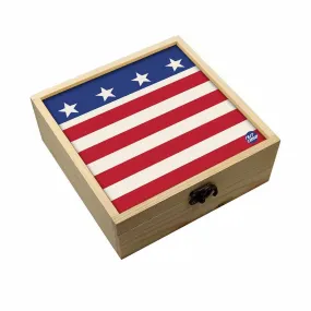 Jewellery Box Makepup Organizer -  Red Strips Star Flag