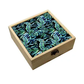 Jewellery Box Wooden Jewelry Organizer -  Green Leaf Tropical