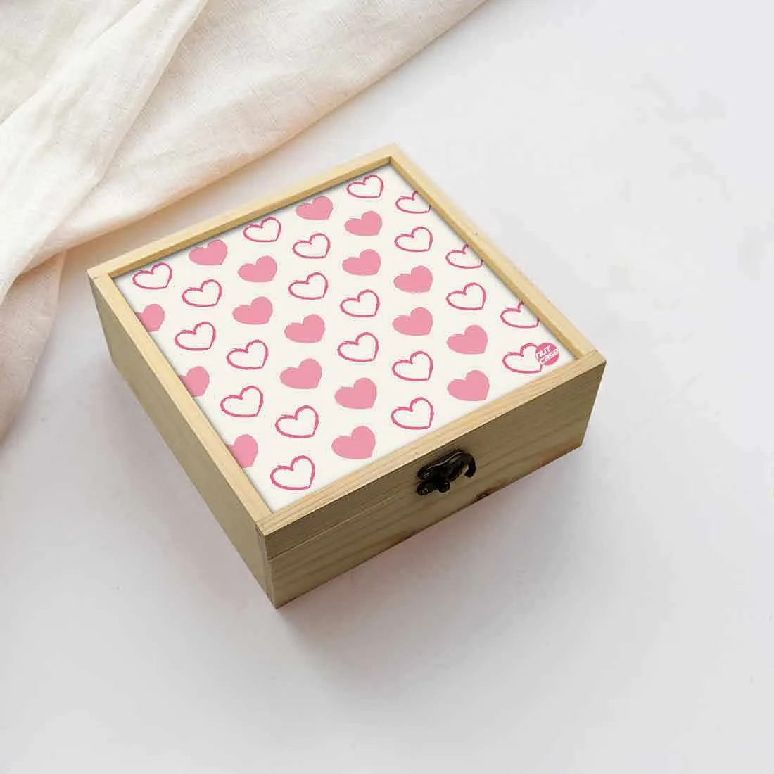 Jewellery Box Wooden Jewelry Organizer -  Pink Heart