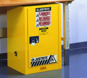 Justrite® 12 Gallon Yellow Sure-Grip® EX 18 Gauge Cold Rolled Steel Safety Cabinet