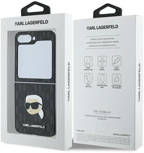 Karl Lagerfeld Saffiano Monogram Case for Samsung Galaxy Z Flip 6 Black - KLHCZF6PGKSKIHK