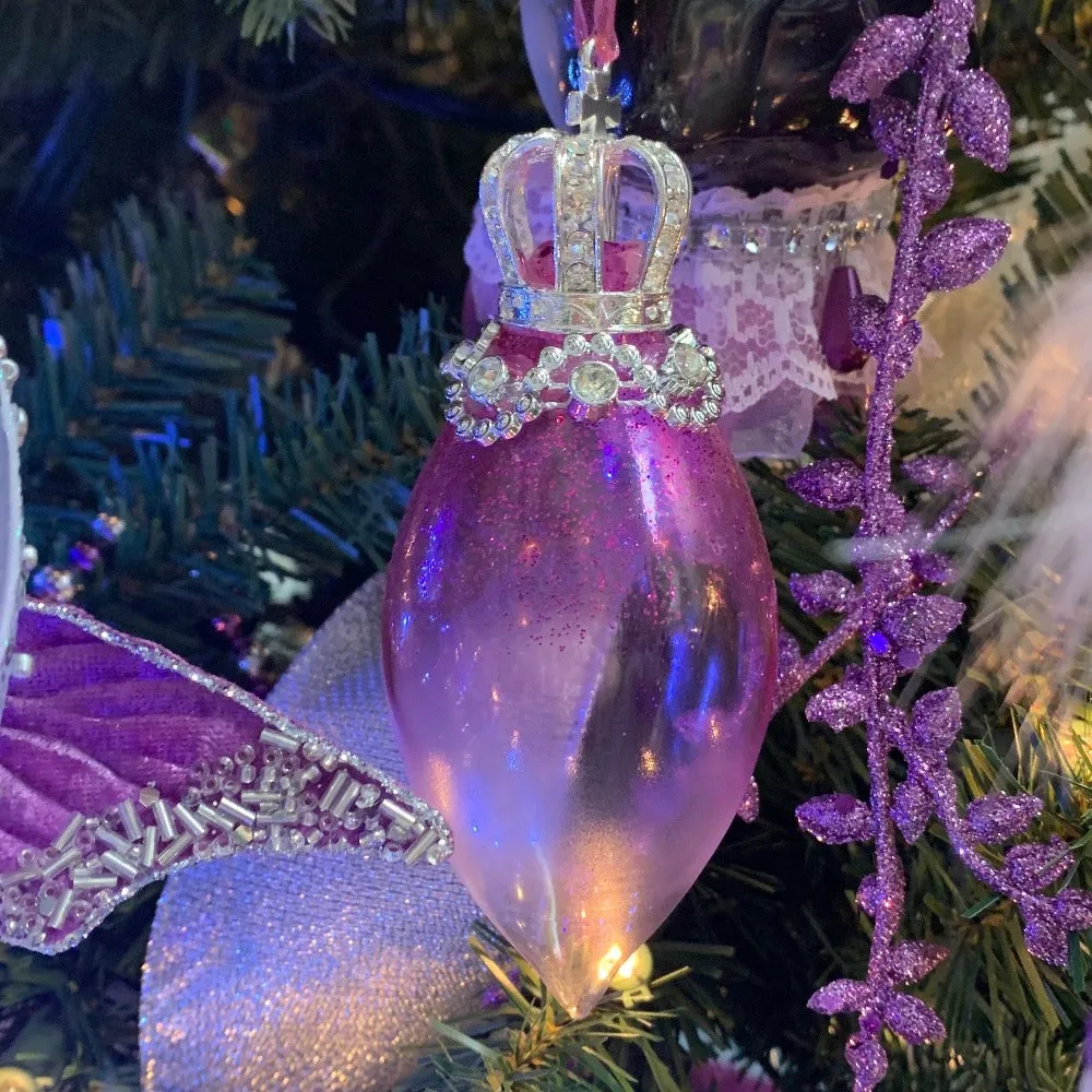 Kurt Adler Royal Splendor Fuchsia Purple Glass Ornament with Crown