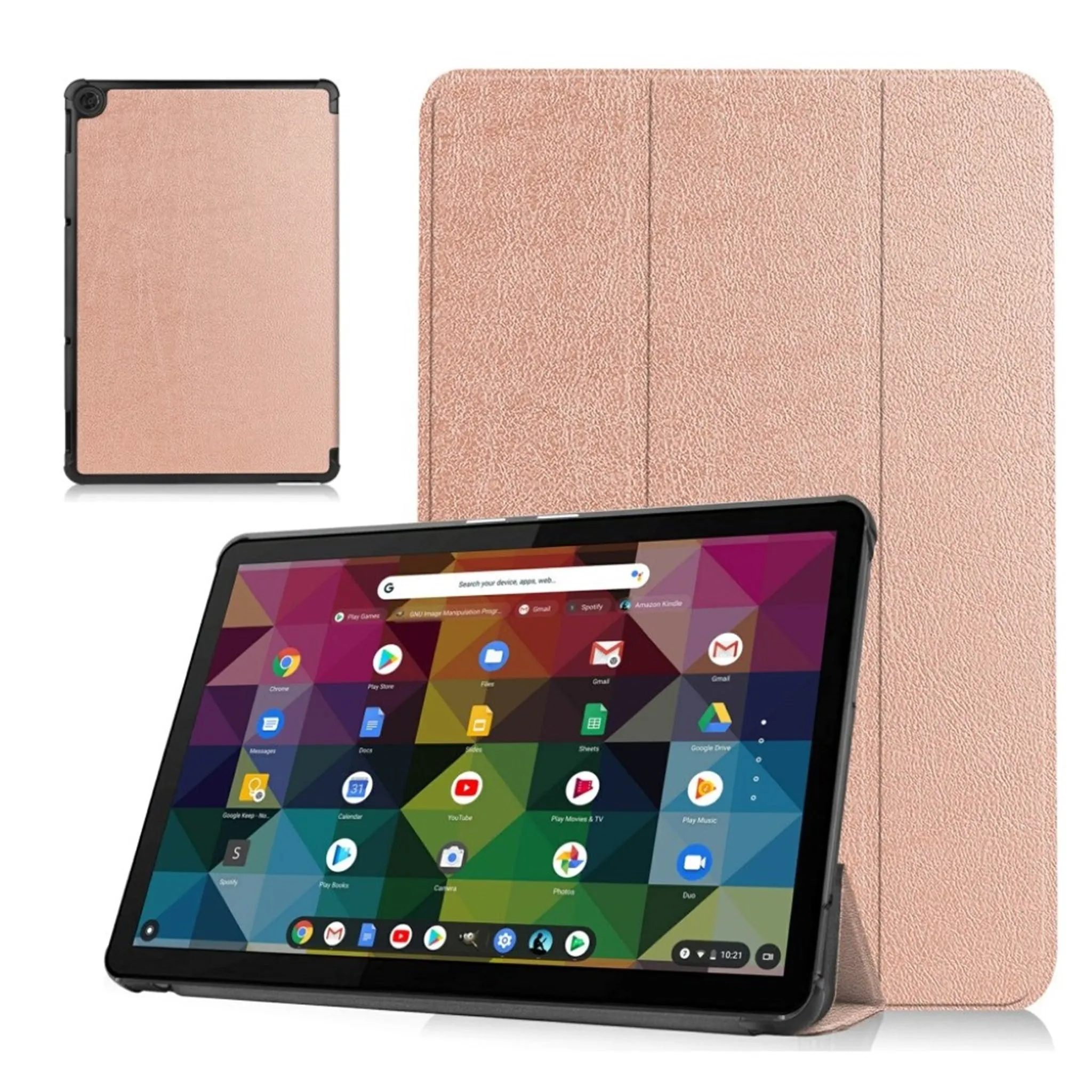 Lenovo Chromebook Duet litchi leather flip case - Rose Gold