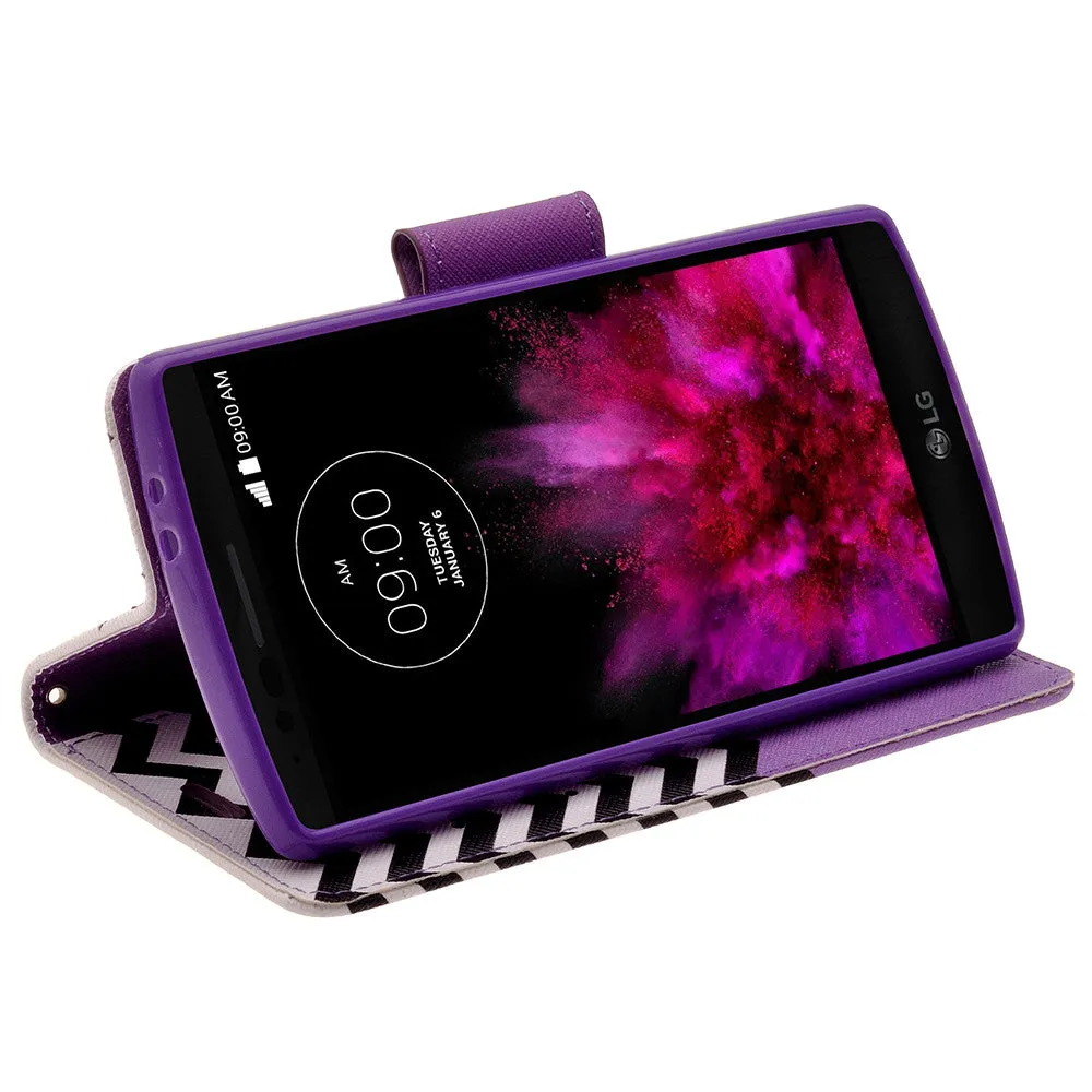 LG G4 Cases, Wrist Strap Magnetic Flip Folio [Kickstand Feature] Pu Leather Wallet Case with ID & Credit Card Slot - Purple Anchor