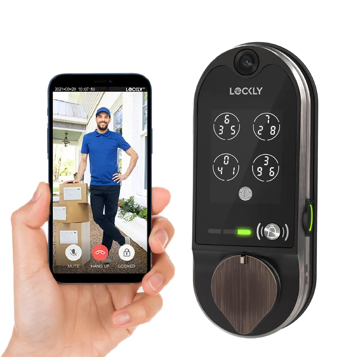 Lockly Vision Smart Deadbolt Keyless Entry with HD Video Doorbell Venetian Bronze