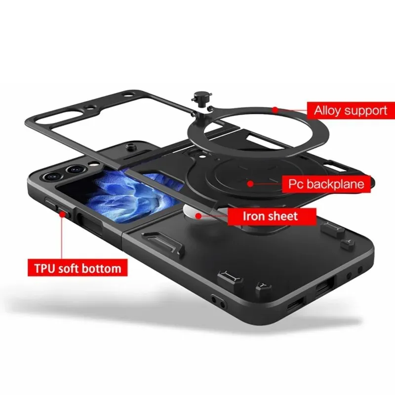 Magnetic Ring Armor Hard PC Phone Case For Samsung Galaxy Z Flip5 Fold5