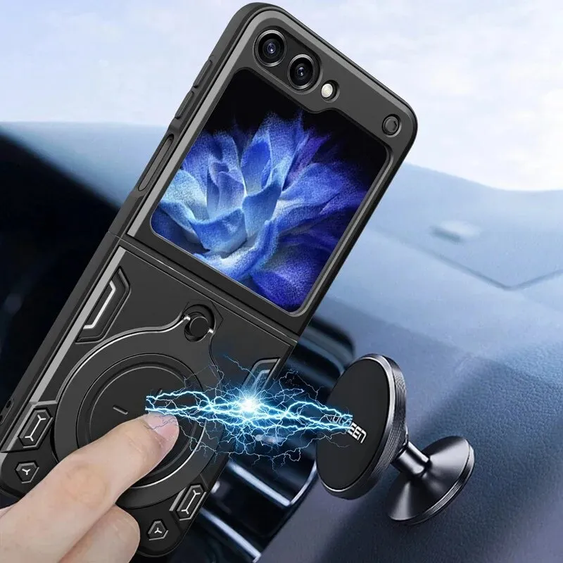 Magnetic Ring Armor Hard PC Phone Case For Samsung Galaxy Z Flip5 Fold5