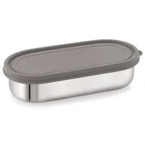 Magnus Easy Lock Deep Oval Prime Deep Container, Stainless Steel, Airtight & Leakproof Lid & Container, For School, Office Picnic, Ideal for Men,Women and Kids (Grey,780ml)