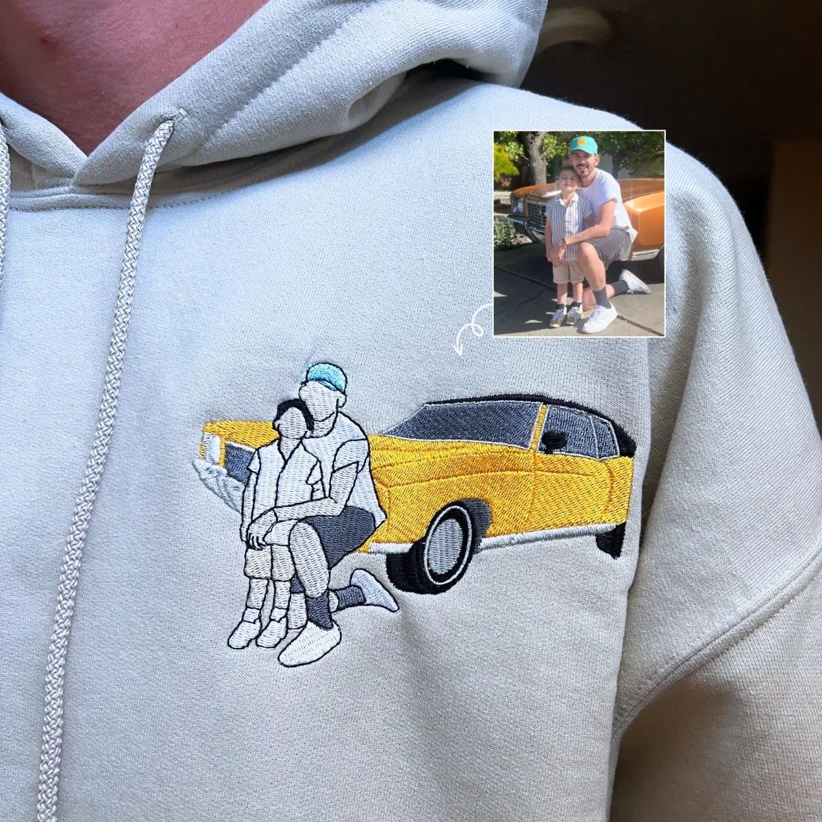 Matching Family Hoodies, Customized Family Portrait with Picture Embroidered Sweatshirt, Hoodie