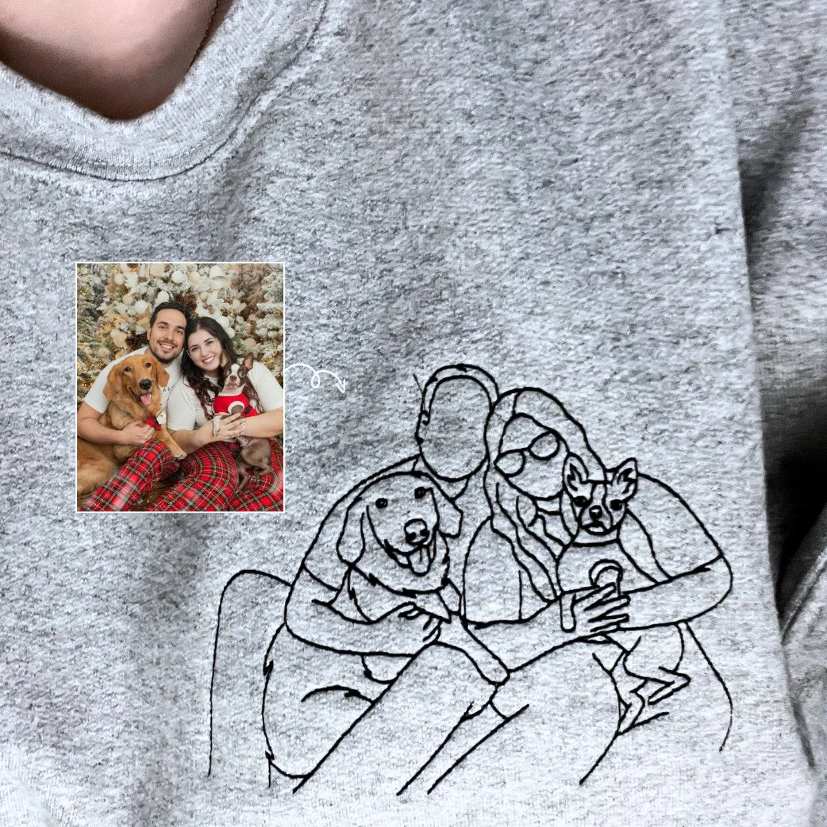 Matching Family Hoodies, Customized Family Portrait with Picture Embroidered Sweatshirt, Hoodie