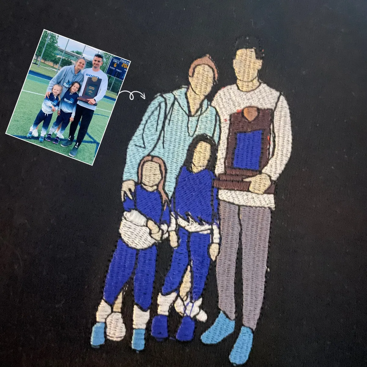 Matching Family Hoodies, Customized Family Portrait with Picture Embroidered Sweatshirt, Hoodie