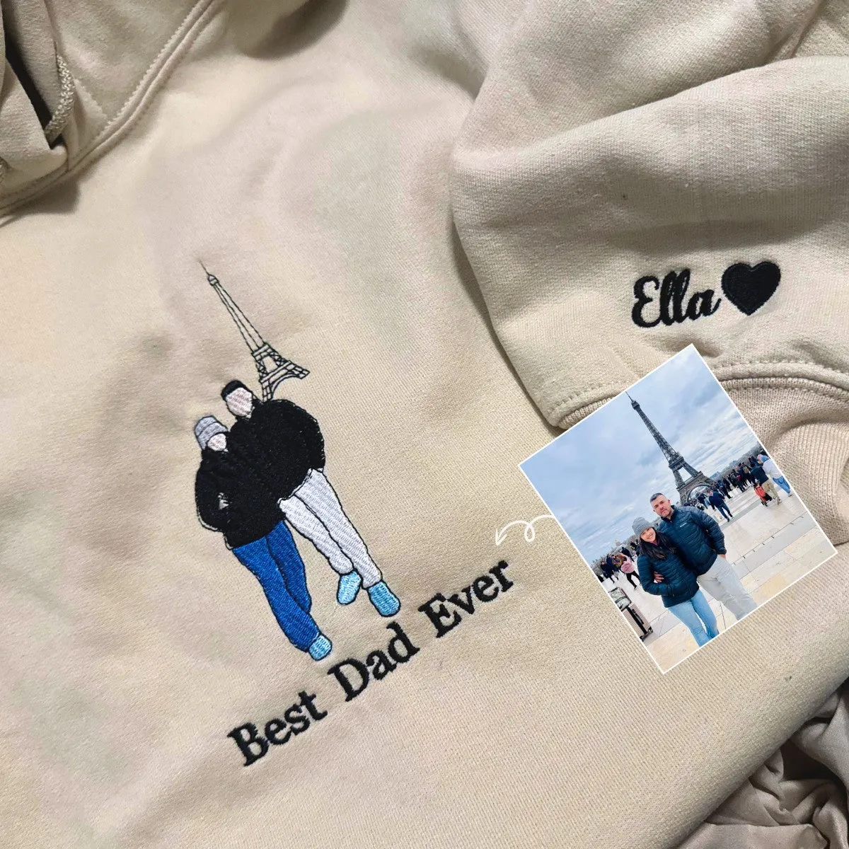 Matching Family Hoodies, Customized Family Portrait with Picture Embroidered Sweatshirt, Hoodie