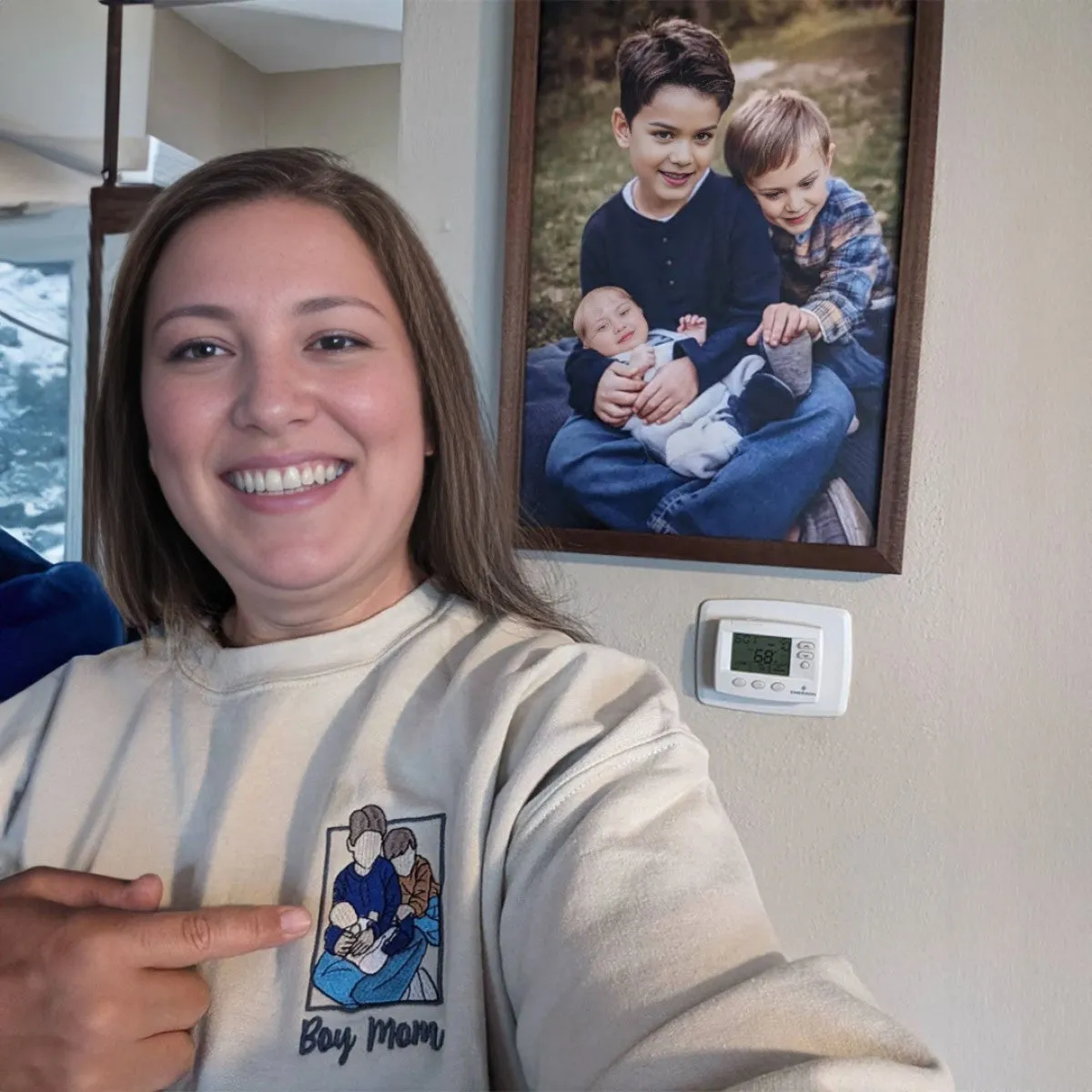 Matching Family Hoodies, Customized Family Portrait with Picture Embroidered Sweatshirt, Hoodie