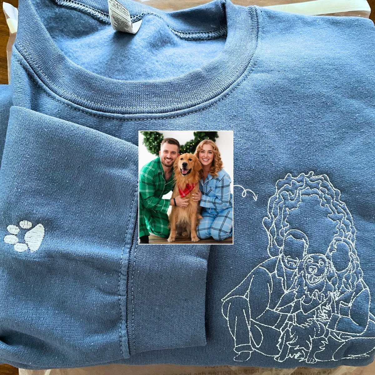 Matching Family Hoodies, Customized Family Portrait with Picture Embroidered Sweatshirt, Hoodie