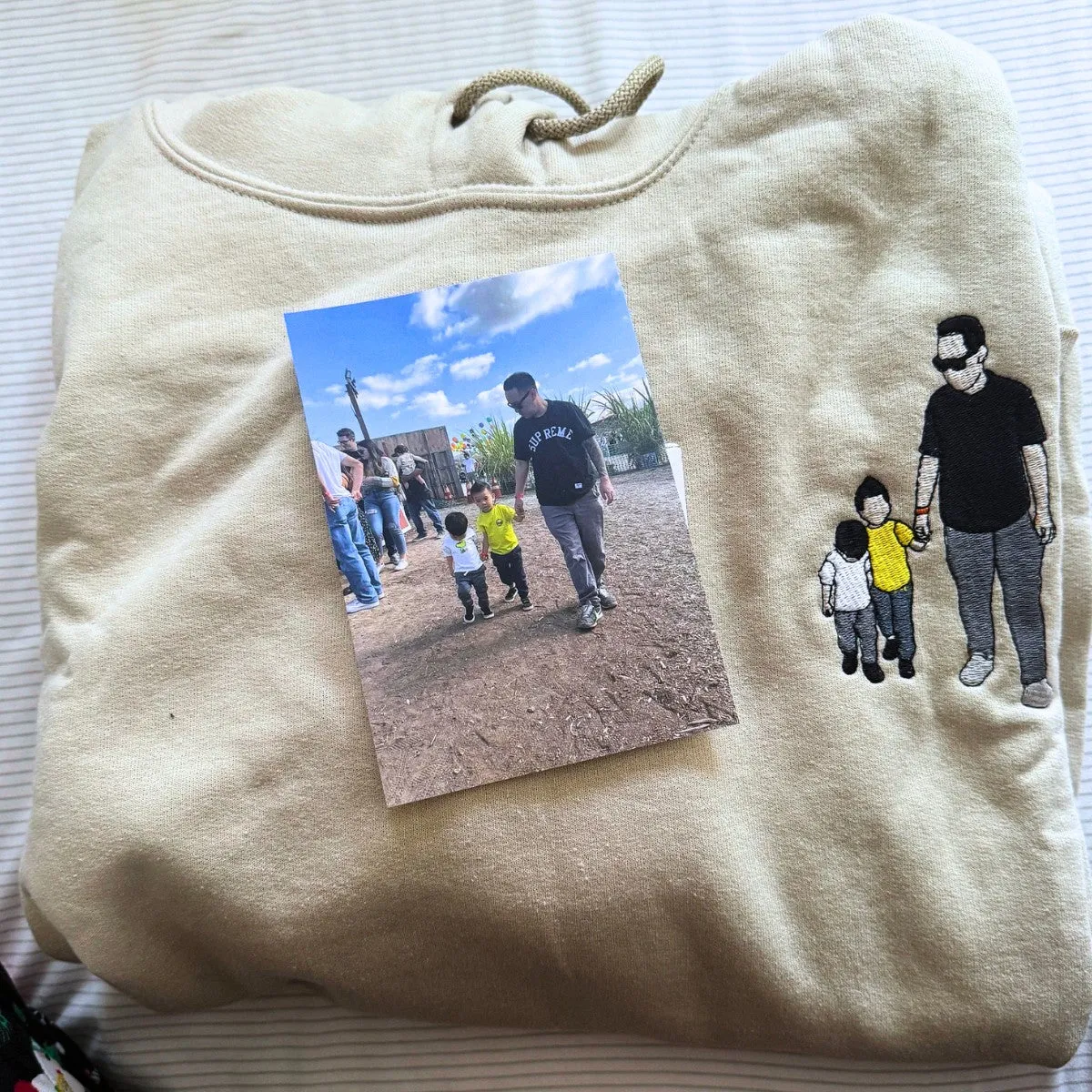 Matching Family Hoodies, Customized Family Portrait with Picture Embroidered Sweatshirt, Hoodie