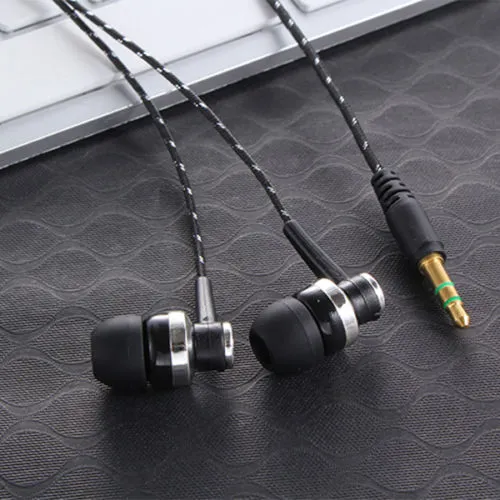 MP3 MP4 Wiring Subwoofer Headset Ear Braided Rope Wire Cloth Rope Earplug Noise Isolating Earphone  Handfree