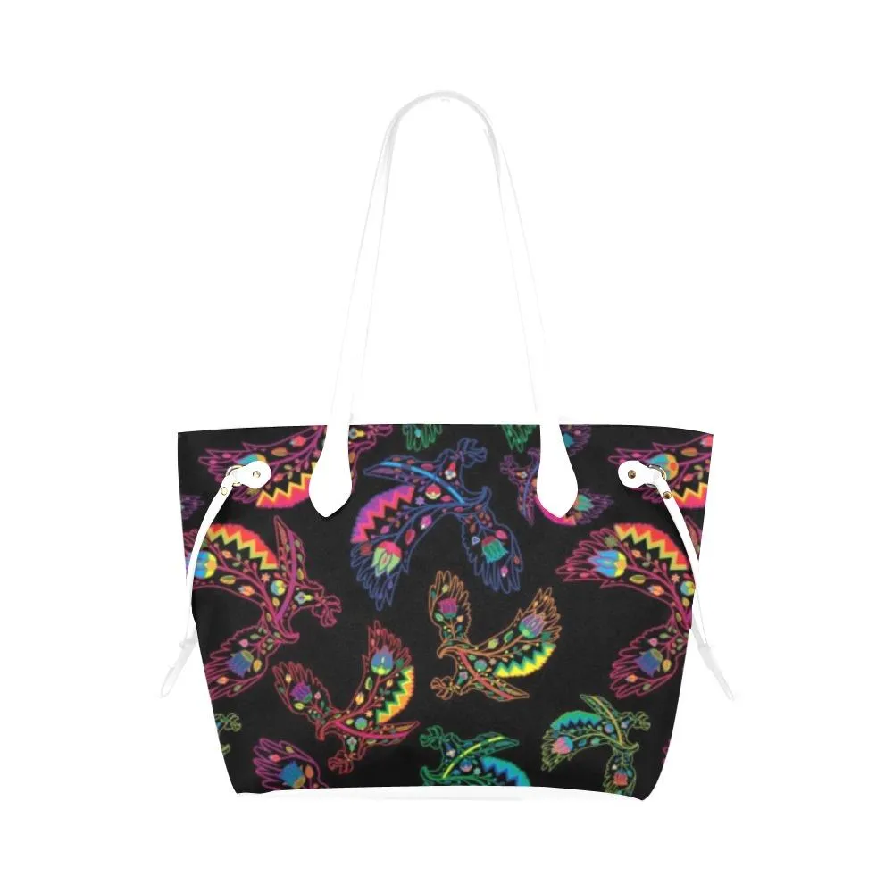 Neon Floral Eagles Clover Canvas Tote Bag