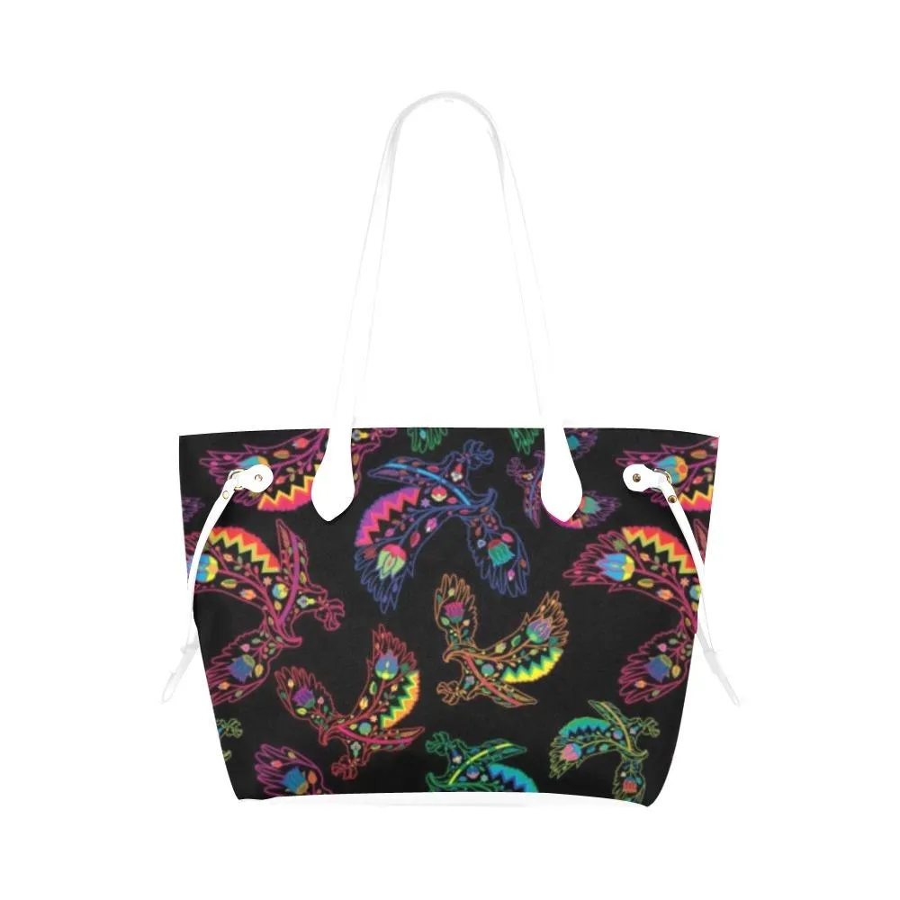 Neon Floral Eagles Clover Canvas Tote Bag