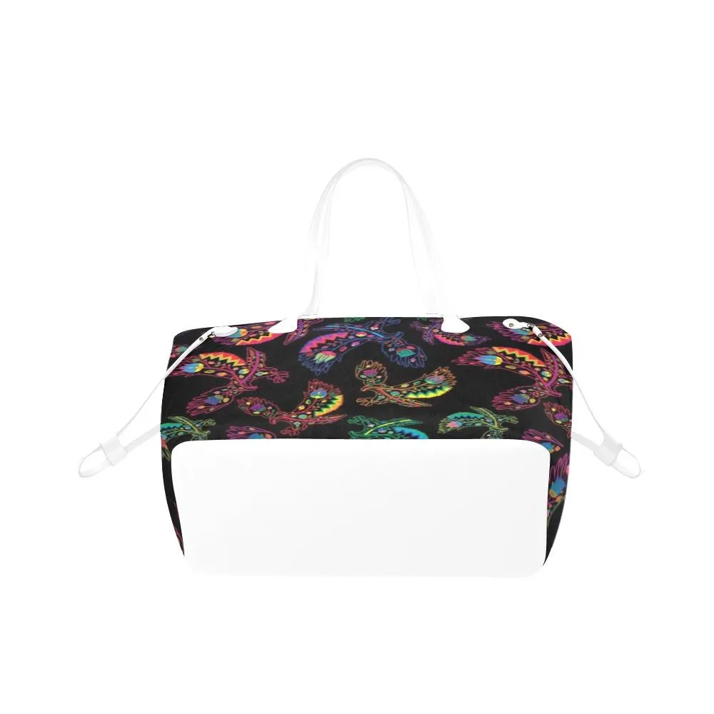 Neon Floral Eagles Clover Canvas Tote Bag